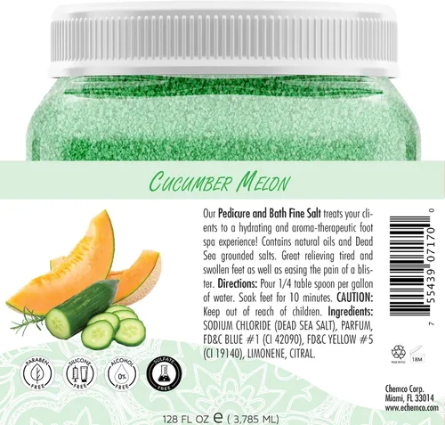 Miniatura 8 de SPA REDI - Remedio de Inmersión para Pies y Sal Fina de Baño de Pepino y Melón, 3.79 L - Hecho con Sales del Mar Muerto, Aceite de Argán, Aceite