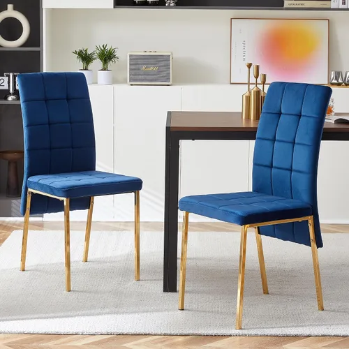 Miniatura 2 de Homedot Juego de 2 sillas de comedor de terciopelo, cómodas sillas de cocina para el hogar, silla lateral tapizada, sin brazos, diseño único