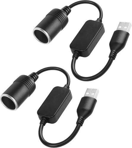 Miniatura 8 de CERRXIAN Cable de alimentación adaptador de toma de mechero de cigarrillos de 12V 8W macho USB A de 1 pie para cámara de salpicadero, GPS, tiras