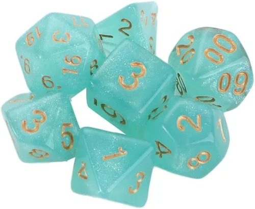 Miniatura 9 de Juego de 7 piezas de dados poliédricos con purpurina Star Shine D4 D6 D8 D10 D% D12 D20 Juego Juguetes Jugando Juegos Glitter Galaxy Dices