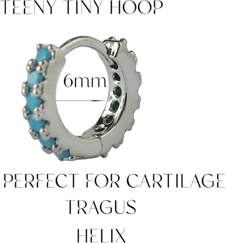 Miniatura 5 de Dainty Tiny Cutie - Aros de doble cara turquesa de 0.236 in hechos a mano, hipoalergénicos en Estados Unidos