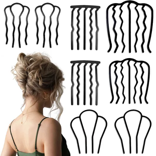 8 Piezas de Peines Laterales para el Cabello, Peines de Trenza Francesa de Metal, Pinza de Horquilla de Tenedor de Cabello con Dientes, Pinzas para
