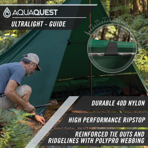Miniatura 3 de AquaQuest - Lona de guía ultraligera impermeable (5,000 mm) con costuras selladas de 40D Ripstop, mosquitero para mochileros, camping sigiloso