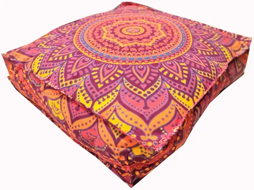 Miniatura 28 de CRAFT KALA Funda de cojín con diseño de mandala, funda de cojín para asiento, hippie, decorativo, bohemio, otomano, de algodón, indio, para sala
