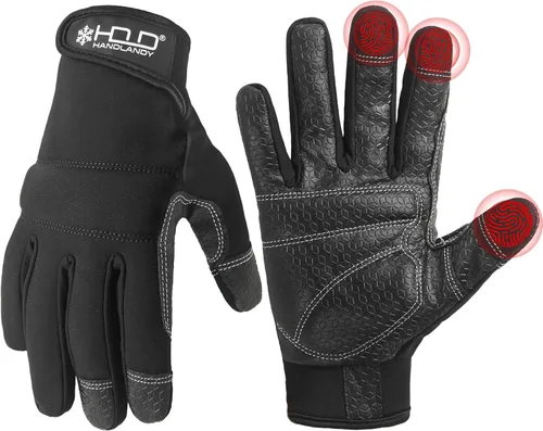 Miniatura 26 de HANDLANDY Guantes de trabajo para hombre y mujer, guantes de trabajo de mecánicos de uso general con pantalla táctil, guantes de trabajo flexibles