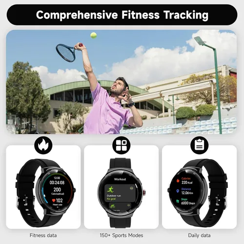 Miniatura 5 de Relojes inteligentes para hombres y mujeres, rastreador de actividad física, reloj inteligente AMOLED de 1.43 pulgadas con pantalla táctil para Negro