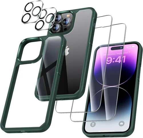 Miniatura 13 de UniqueMe [Diseño 5 en 1 para iPhone 13 Mini ase, paquete de 2 protectores de pantalla de vidrio templado + 2 protectores de lente de cámara