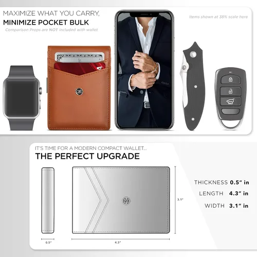 Miniatura 6 de Suavell Billeteras delgadas de cuero para hombres. Cartera con clip para dinero. Cartera de perfil bajo RFID Cartera minimalista