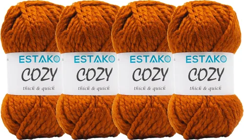 Miniatura 28 de Estako Cozy Thick & Quick Yarn - Hilo acogedor grueso y rápido, 20% lana, 80% acrílico, suave, súper voluminoso, peso #6, para tejer y hacer 50187