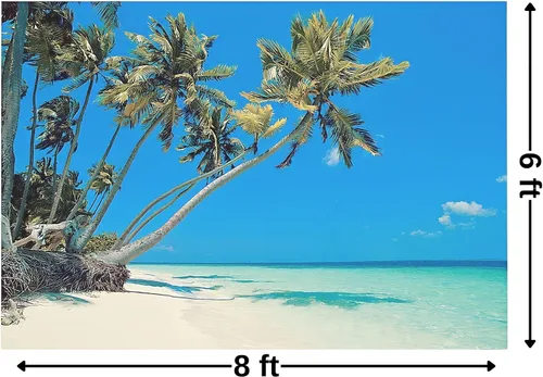 Miniatura 2 de Fun Express - Pancarta de fondo de playa tropical (3 piezas ensambladas para hacer 1 telón de fondo) para fiesta - Decoración de fiesta - Decoración
