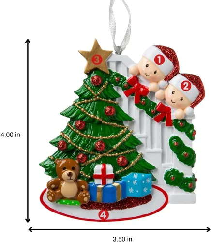Miniatura 4 de Adorno de Navidad Familiar 2025 – Adorno Personalizado para Familias – Adorno Familiar Personalizado que Se Asoma – Decoración de Árbol Navideño