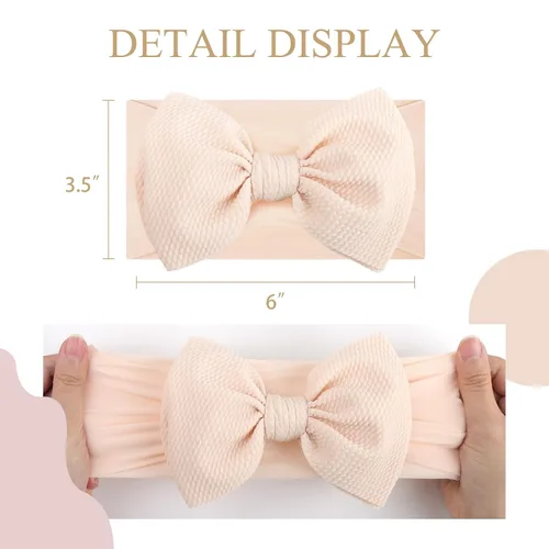 Miniatura 5 de YanJie Diademas para bebé, hechas a mano, de nailon, elásticas, con lazos para el pelo, para recién nacidos, niñas, niños pequeños y niños en negro