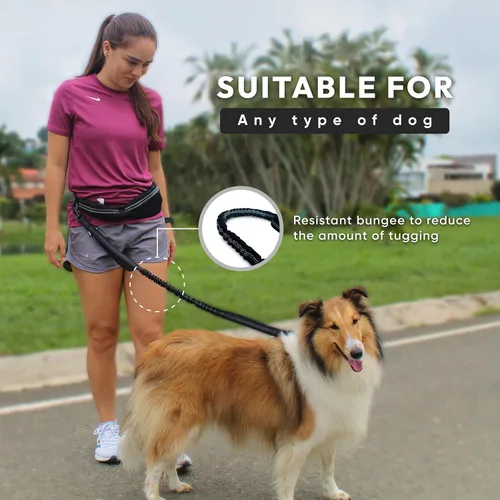 Miniatura 9 de Bond - Correa de correr para perros con manos libres con bolsa, correa manos libres para perros grandes, cinturón de correr para mascotas