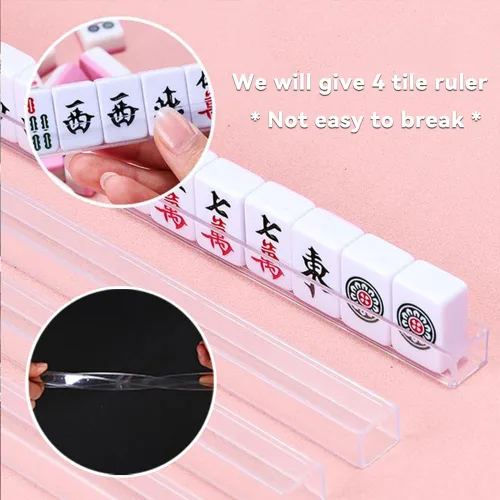 Miniatura 3 de drizzle Juego de Mahjong Mini de Viaje Rosa de 20mm con Instrucciones - 146 Azulejos Portátiles - para Principiantes con 4 Piezas de Estantes 2