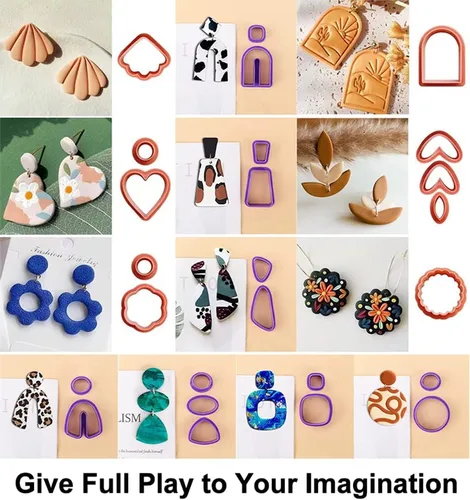 Miniatura 3 de PTFJZ Cortadores de arcilla polimérica para hacer aretes, juego de 160 herramientas de arcilla con accesorios para aretes, 42+8 cortadores