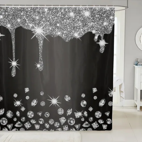 Miniatura 29 de Cortina de baño de flores de margarita para niños y niñas, cortina de ducha floral para decoración de baño, 72 x 72 pulgadas, retro, floral