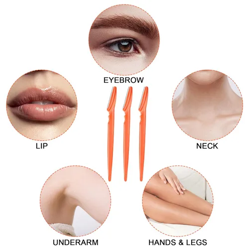Miniatura 2 de HFATMOS 12 maquinillas de afeitar para cejas, multiusos, herramientas exfoliantes de dermaplaning, afeitadora de cejas con cubierta protectora