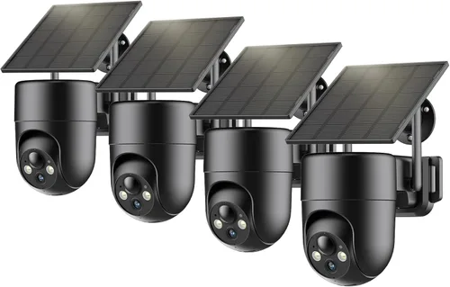 ELYSOO - Cámara de seguridad solar inalámbrica para exteriores, visión nocturna a color 2K, cámara para exteriores con vista de 360° inalámbrica,