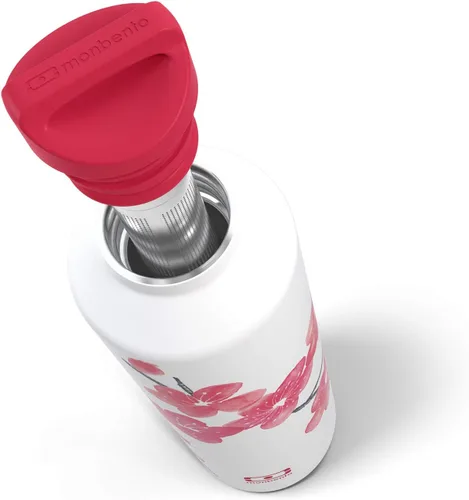 Miniatura 2 de MONBENTO - Botella de agua aislada MB Steel Blossom 17 Oz - Acero inoxidable - A prueba de fugas - Infusor - Caliente/Fría hasta 12 horas - Té, Café