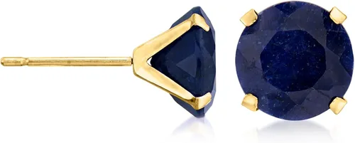 Miniatura 3 de Ross-Simons Aretes tipo dormilona con zafiro Martini de 5,00 qt en oro amarillo de 14 quilates, Gema, Zafiro