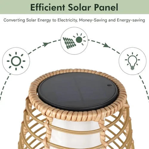 Miniatura 6 de Solar Yard Lámpara de pie para exteriores, luces de patio, farol con energía solar, resistente a la intemperie, luces de mimbre para terraza