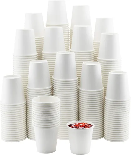 Miniatura 3 de NYHI Paquete de 200 vasos de papel desechables blancos de 4 onzas, tazas de café frío caliente para jugo de agua, té expreso, ideal para enfriadores