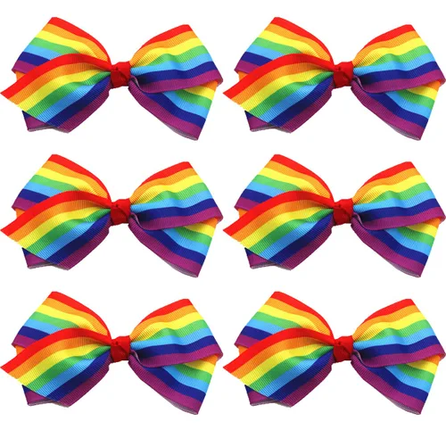 Miniatura 8 de Lazos para el pelo de lentejuelas arcoíris (8 pulgadas): clips y alfileres de cocodrilo con purpurina para niñas, niños pequeños, mujeres, perfectos