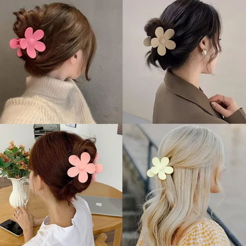 Miniatura 5 de 12 pinzas de flores para mujeres y niñas, clips de mandíbula grandes y fuertes en 12 colores mate para cabello grueso y fino