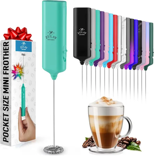 Miniatura 35 de Zulay Kitchen Batidora Espumadora de Leche con Varilla Alimentada por Duracell Mezclador de Bebidas - Duradero, Motor Z Max Patentado - Batidor