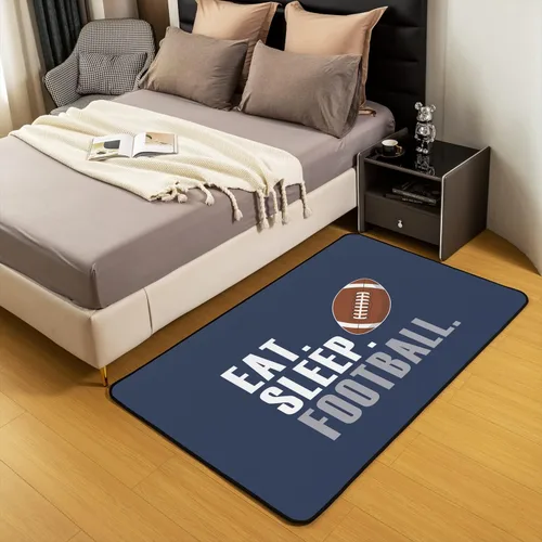 Miniatura 4 de Alfombra de rugby de 3 x 5 pies para sala de estar, para dormitorio, niños, niñas, mujeres, hombres, azul, para comer dormir, fútbol, decoración