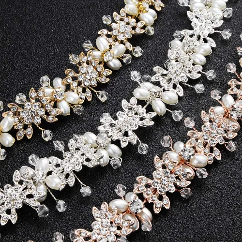 Miniatura 6 de Oriamour Tocado nupcial diseño de flores diadema de boda Accesorios para el cabello nupcial