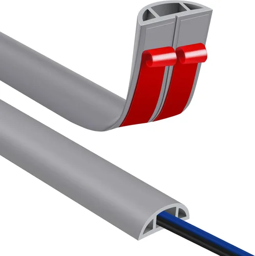 Miniatura 13 de JAHOMFAI Cubierta para cables de piso 1m de largo, cubiertas para cables en el suelo para proteger los cables y prevenir riesgos de caídas, fácil