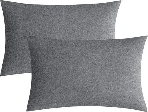 Miniatura 18 de JELLYMONI Juego de 2 fundas de almohada estándar de algodón lavado con textura similar al lino, color ámbar naranja de 20 x 26 pulgadas, fundas