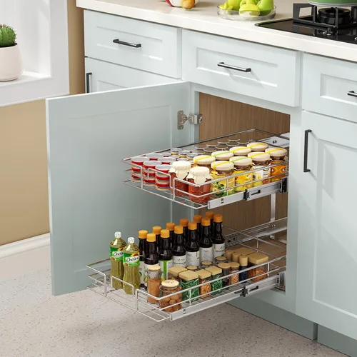 Miniatura 5 de ROOMTEC Organizador de armario extraíble (7.5 pulgadas de ancho x 21.5 pulgadas de profundidad), 2 niveles de almacenamiento extraíble, estantes