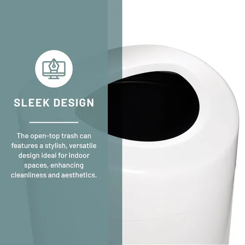 Miniatura 4 de Safco Bote de basura con tapa abierta, 14 galones de acero inoxidable, moderno, para uso en interiores, color blanco