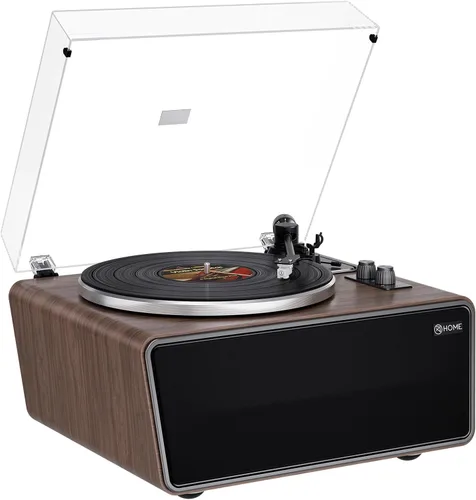 Tocadiscos de vinilo todo en uno, tocadiscos Bluetooth integrado con 4 altavoces estéreo, preamplificador de teléfono, tocadiscos de alta fidelidad