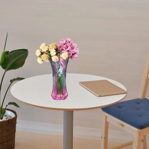 Miniatura 6 de Florero de cristal arcoíris de boca ancha de vidrio colorido para estantería, mesa de comedor, oficina, escritorio, sala de reuniones, baño