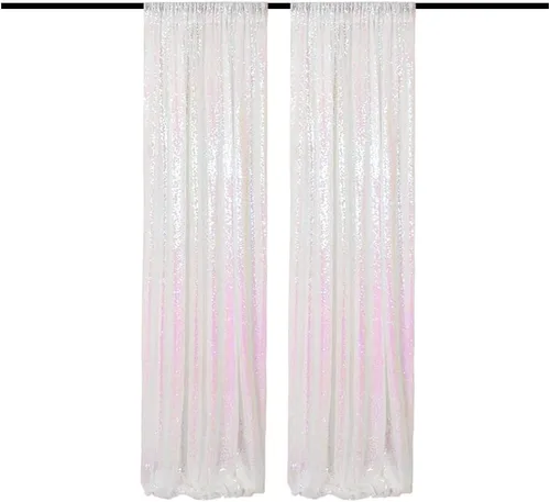Miniatura 9 de Cortinas de fondo de lentejuelas negras con purpurina de 2 x 8 pies, 4 paneles para decoración de bodas, fiestas de cumpleaños, despedidas de Negro