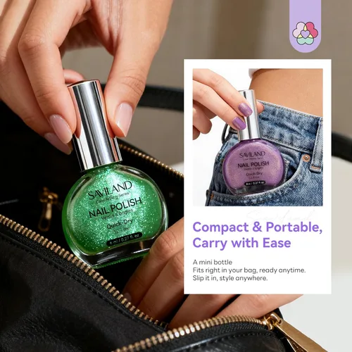 Miniatura 3 de SAVILAND Juego de esmaltes de uñas: esmalte de uñas de secado rápido, 12 colores libres, esmalte de uñas con purpurina de sirena, esmalte de capa