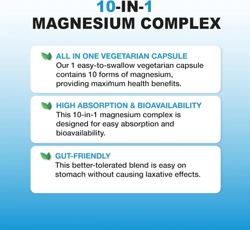 Miniatura 3 de Puregen Labs Complejo de magnesio 10 en 1 de 500 mg con cápsulas vegetales B6-120 [alta absorción y bioactividad] Sin OMG, sin gluten ni lácteos