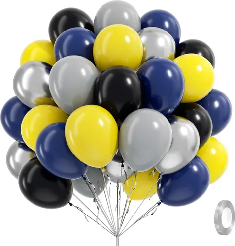 Miniatura 21 de 60 unidades de globos rojos y azules de 12 pulgadas con globos azul marino, azul pizarra y rojo polvoriento para decoraciones de baby shower, Azul