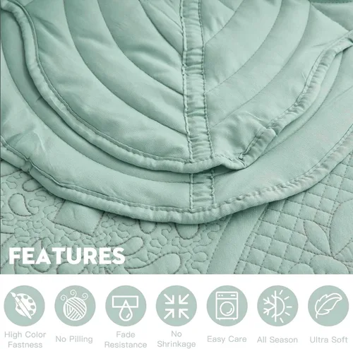 Miniatura 5 de DaisyHuang Colcha – Cobertor de cama tamaño completo – Juego de colcha moderno y contemporáneo, costuras reales, reversible, ligero, 5 piezas