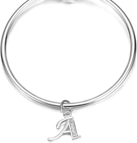 Miniatura 3 de Adabele Auténtica plata de ley brillante A-Z 26 letras pequeñas del alfabeto con circonita cúbica, colgante de diamantes de imitación resistente al