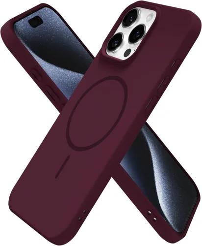 Miniatura 206 de oakxco Funda de silicona Mag Safe para iPhone 17 Pro Max, funda magnética delgada y fina compatible con carga inalámbrica MagSafe, bonita funda Negro