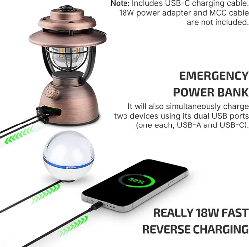 Miniatura 6 de OLIGHT Olantern Classic 2 Pro - Linterna de campamento con control de aplicación, linterna LED recargable de 300 lúmenes con fuentes de luz duales