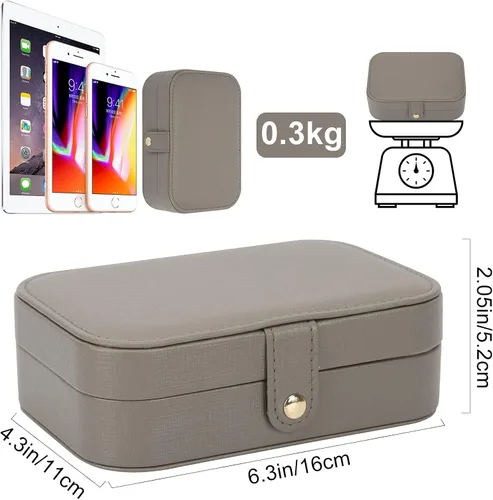 Miniatura 4 de FEISCON Organizador de joyas, pequeño joyero, mini joyero, estuche de viaje, almacenamiento y organizador portátil de joyería, caja