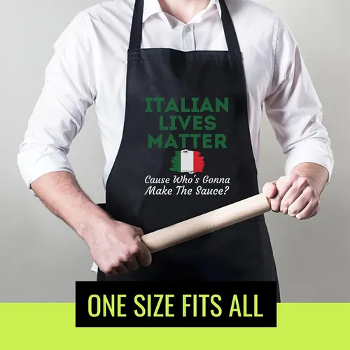 Miniatura 5 de Delantal negro de comida - Funny Italian Lives Matter Cook Novedad Italia Bandera Camiseta Negro Delantales de cocina, Negro