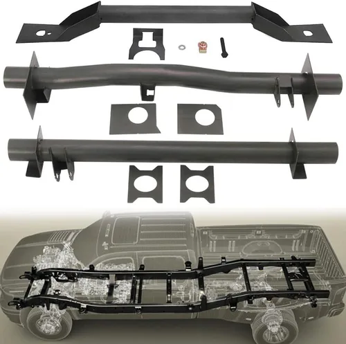 ELITEWILL Soporte de depósito de combustible delantero/soporte de tanque trasero travesaña/travesaño de choque trasero, kit de 3 piezas para