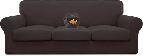 Miniatura 12 de Easy-Going Funda de sofá 100% impermeable doble de 3 piezas, elástica, suave, para perros, para sofá de 2 cojines separados, protector de muebles a