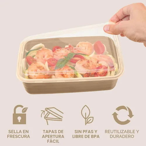 Miniatura 4 de Bentgo Prep - 20 piezas de contenedores reutilizables para preparación de comidas con 1 compartimento y tapas, materiales libres de PFAS y BPA